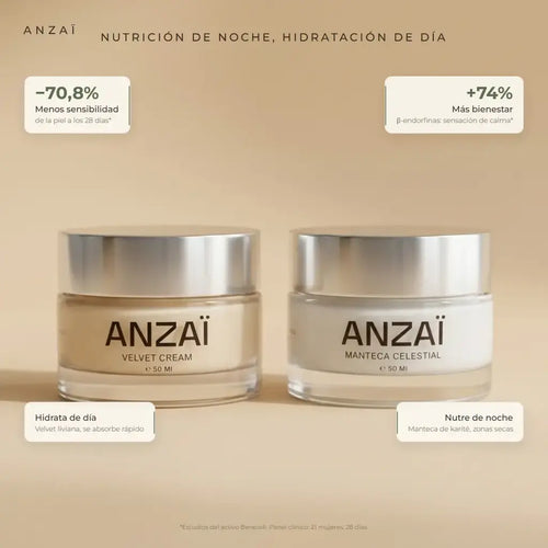 Dúo Día & Noche ANZAÏ: Velvet Cream y Manteca Celestial