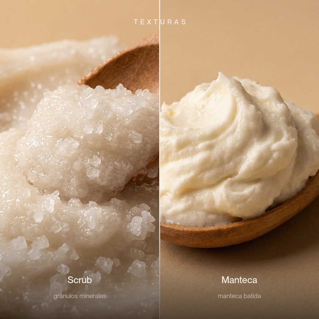 Texturas de Scrub Mineral y Manteca Celestial